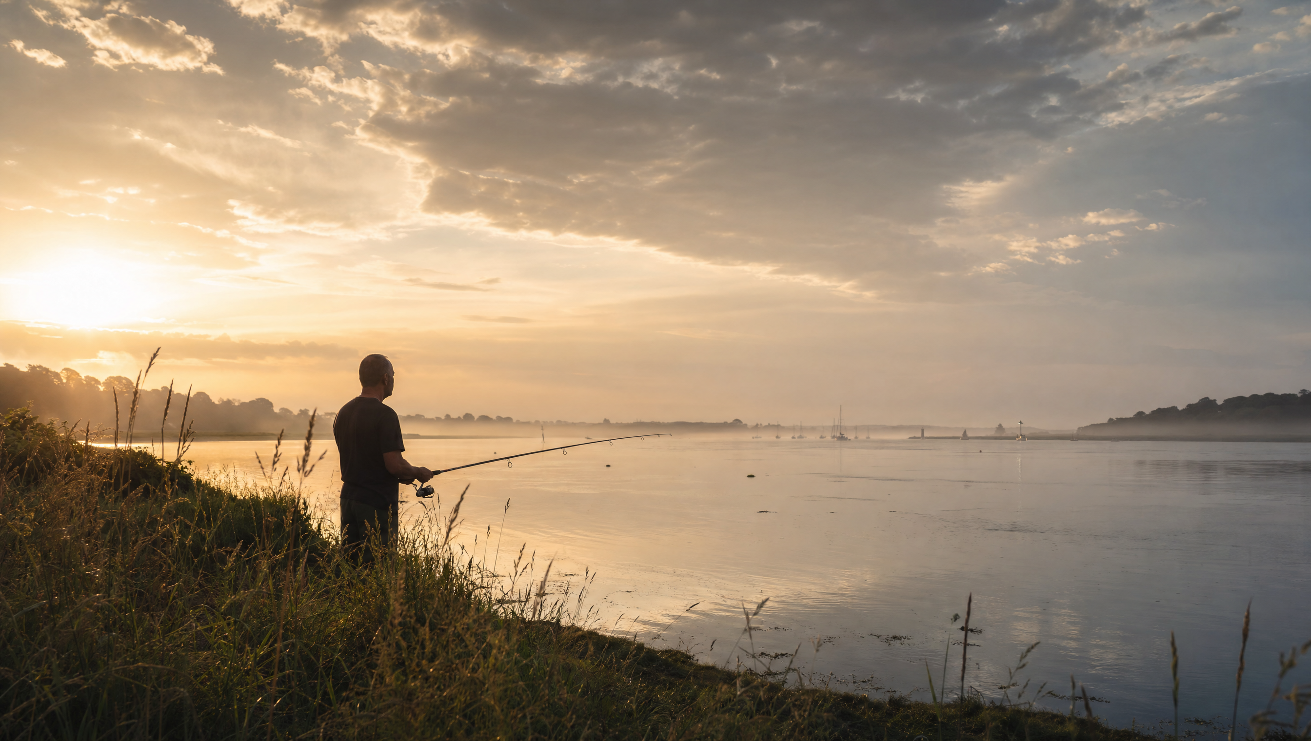 hero cinematic angler at golden hour